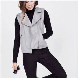 Philosophy Gray Zip Front Faux Leather Moto Vest Zippered Pockets Medium New NWT